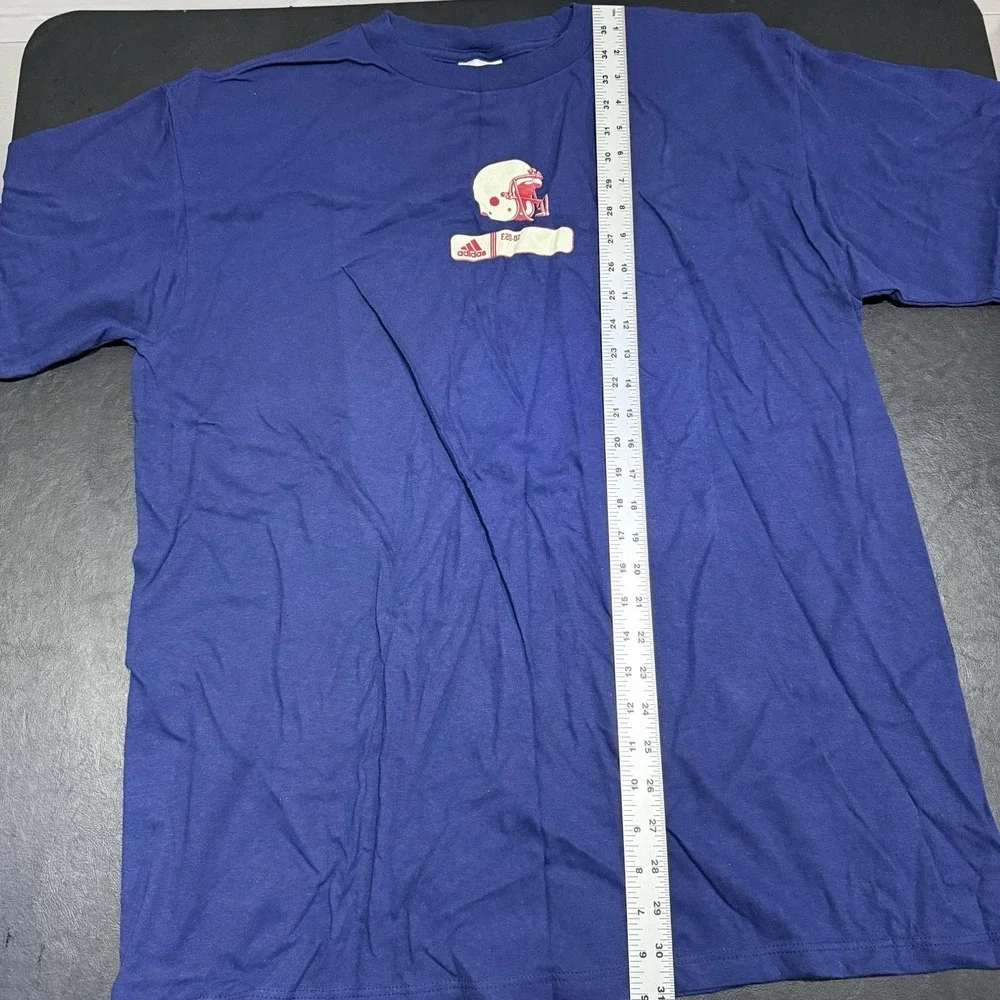 Vintage Adidas Shirt Blue Mens Crewneck Short Sleeve Sz L Football Helmet‎ 2002